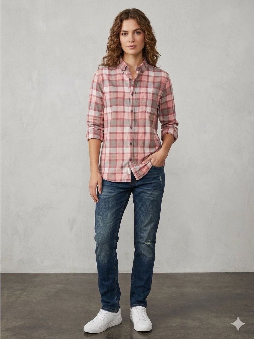 Aeropostale pink plaid gradient fading button down shirt with faded look size XL